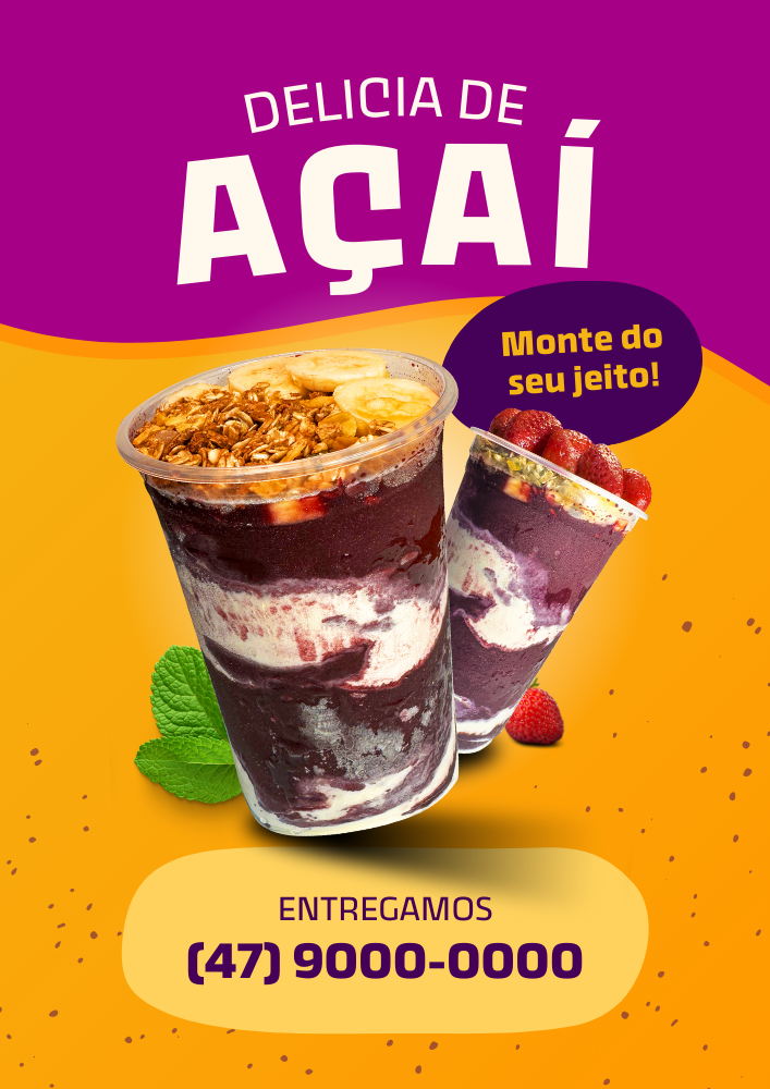 Panfleto delivery de açaí moderno amarelo